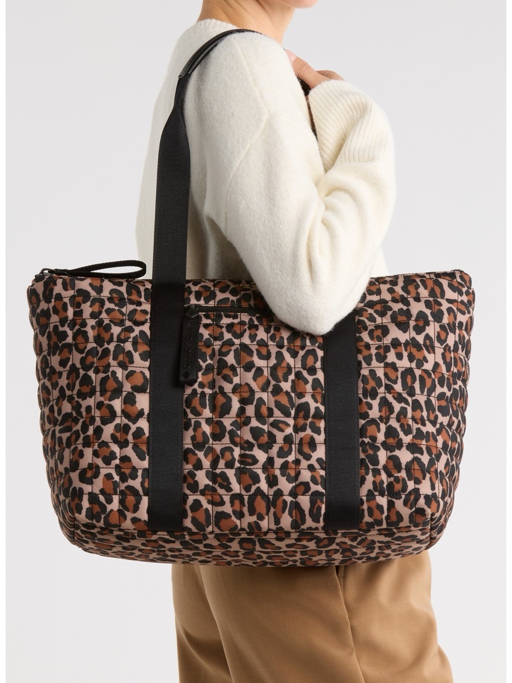 kate spade Leopard Print Quilted Tote with Black Straps - Picture 5 of 5